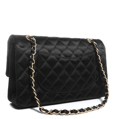 Chanel Satin Quilted Medium Double Flap Black 3 of 8