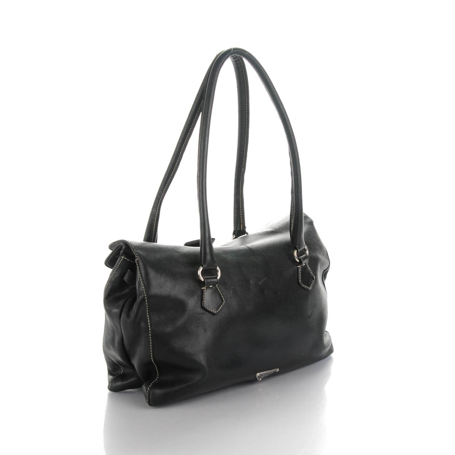 Vitello Easy A Foldover Pushlock Satchel Black