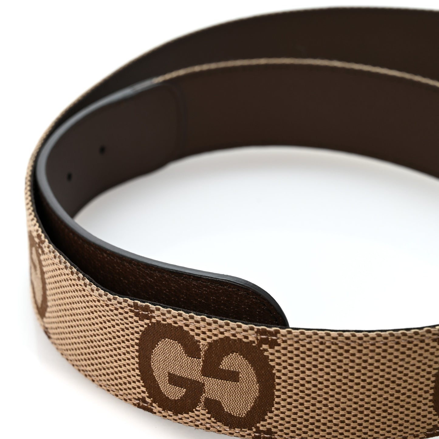 Monogram Jumbo GG Textured Dollar Calfskin Double G 40mm Belt 100 40 Camel Ebony