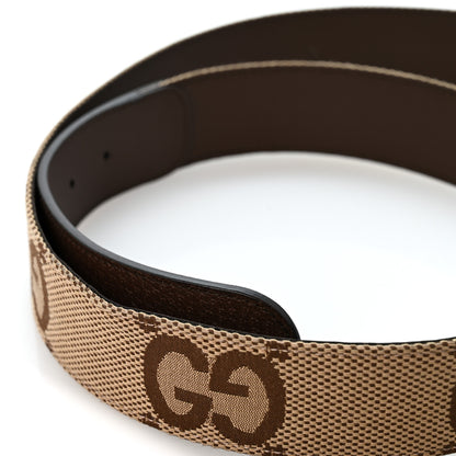 Gucci Monogram Jumbo GG Textured Dollar Calfskin Double G 40mm Belt 100 40 Camel Ebony 6 of 7