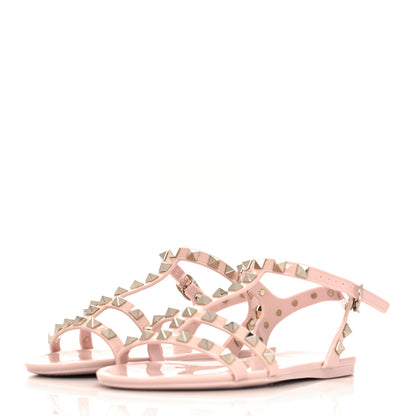 Valentino Garavani PVC Jelly Rockstud Caged Sandals 35 Poudre 3 of 8