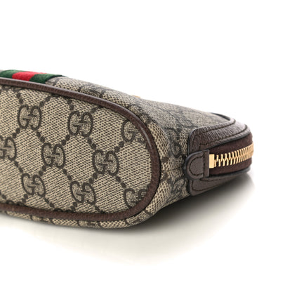 Gucci GG Supreme Monogram Textured Calfskin Web Medium Ophidia Cosmetic Case Beige Ebony New Acero 10 of 10