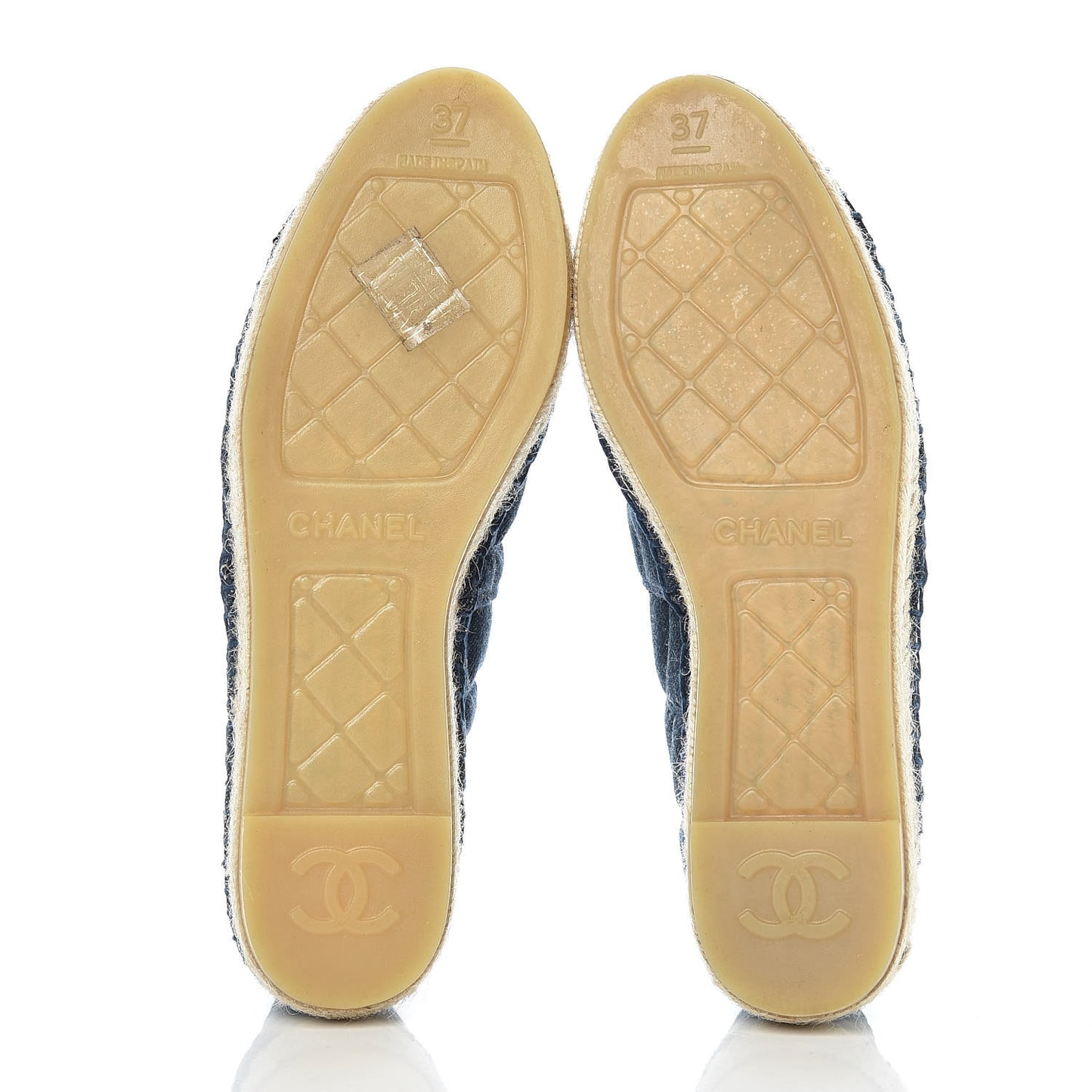 Denim Toile Embossed CC Espadrilles 37 Navy Black