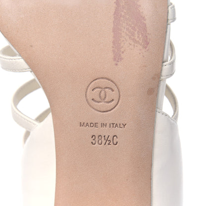 Chanel Lambskin Pearl Caged Sandals 38.5 Ivory 6 of 14