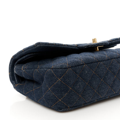 Chanel Denim Quilted Medium Double Flap Dark Blue 10 of 11