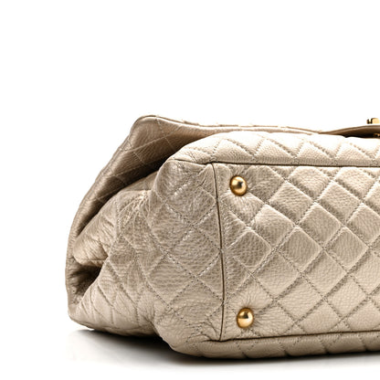 Chanel Metallic Calfskin Quilted Small XXL Travel Flap Bag Gold 9 of 10