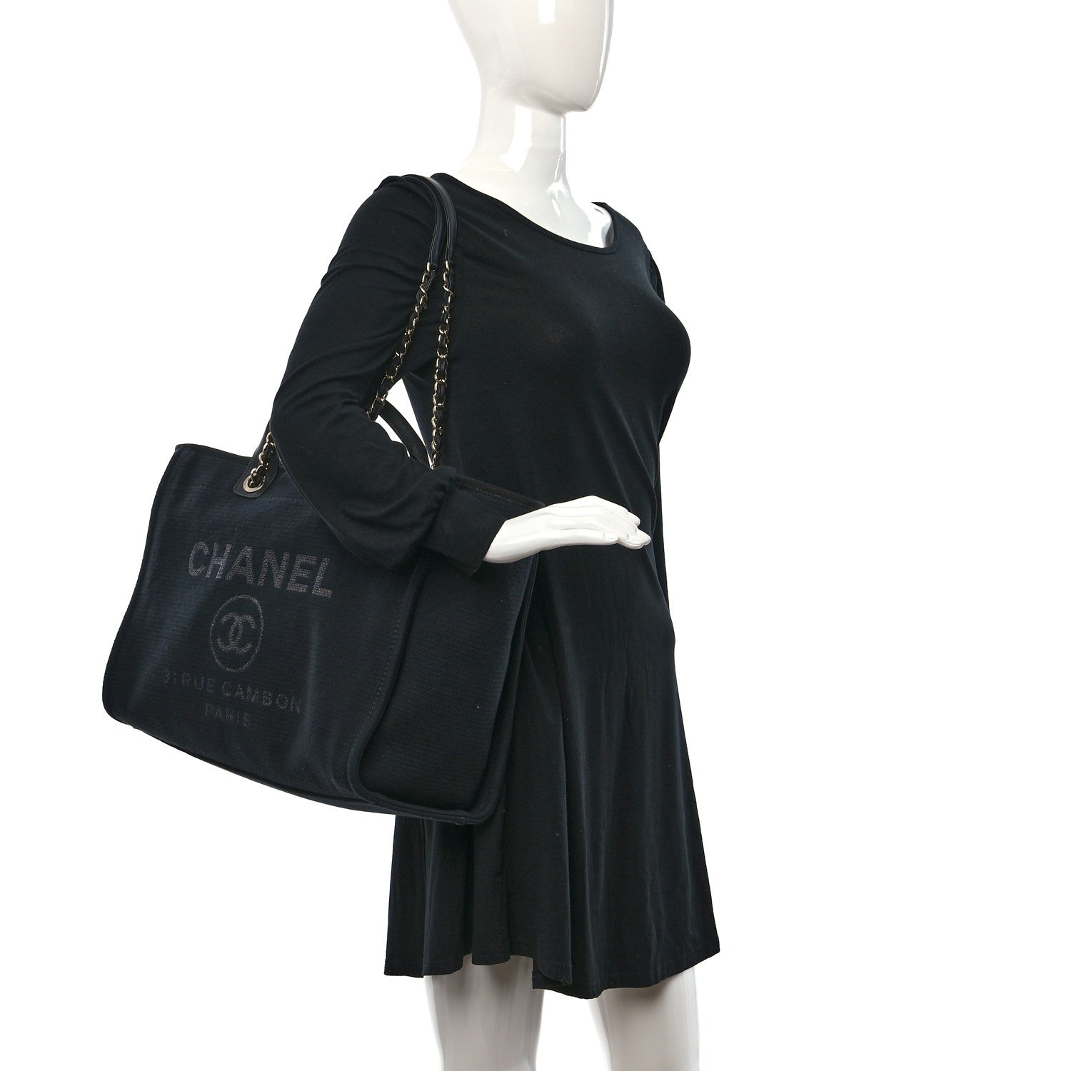 Chanel Mixed Fibers Large Deauville Tote Black 2 of 10