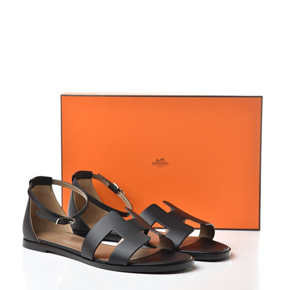 Hermes Calfskin Santorini Sandals 41 Black 8 of 8