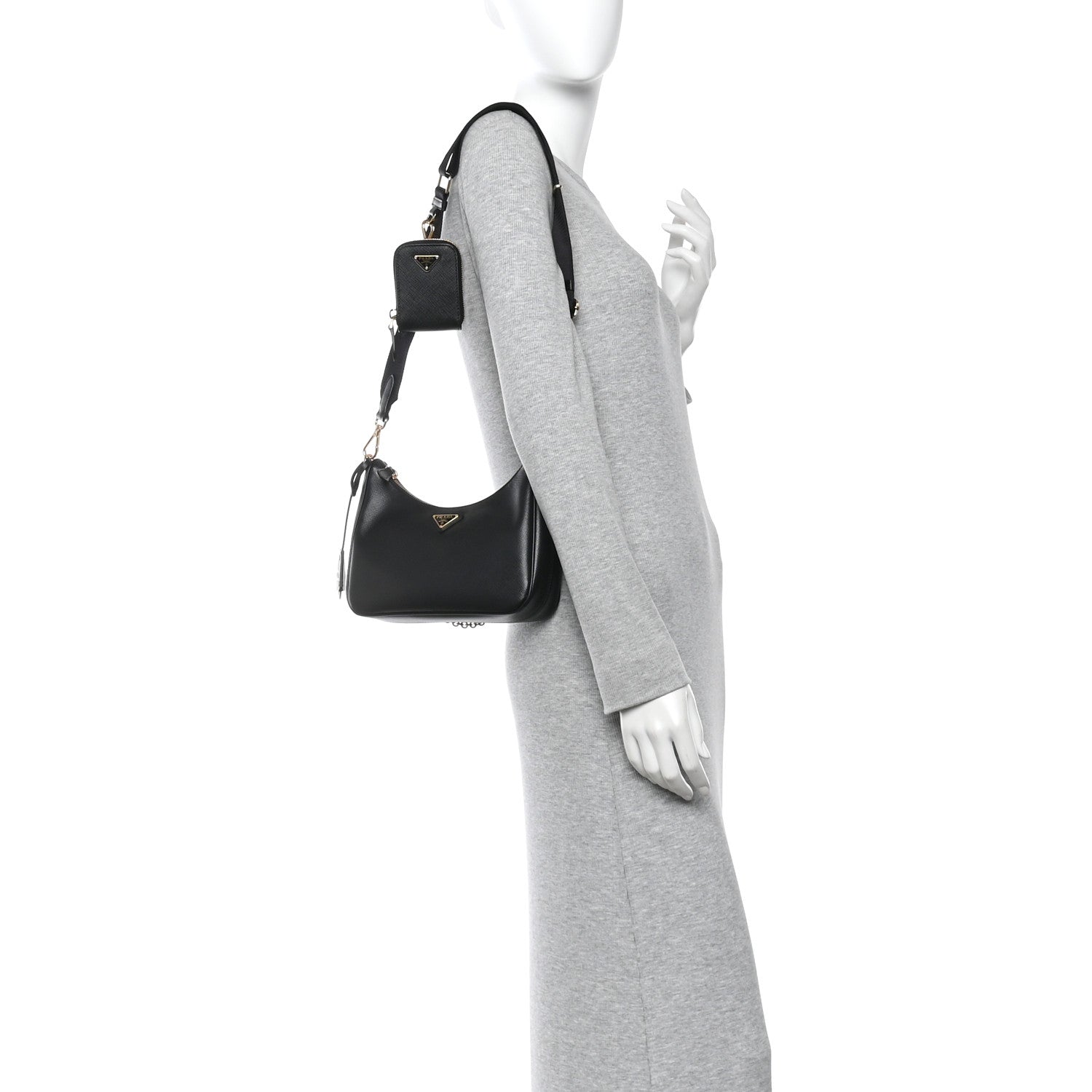 Prada Saffiano Lux Re-Edition 2005 Shoulder Bag Black 2 of 11