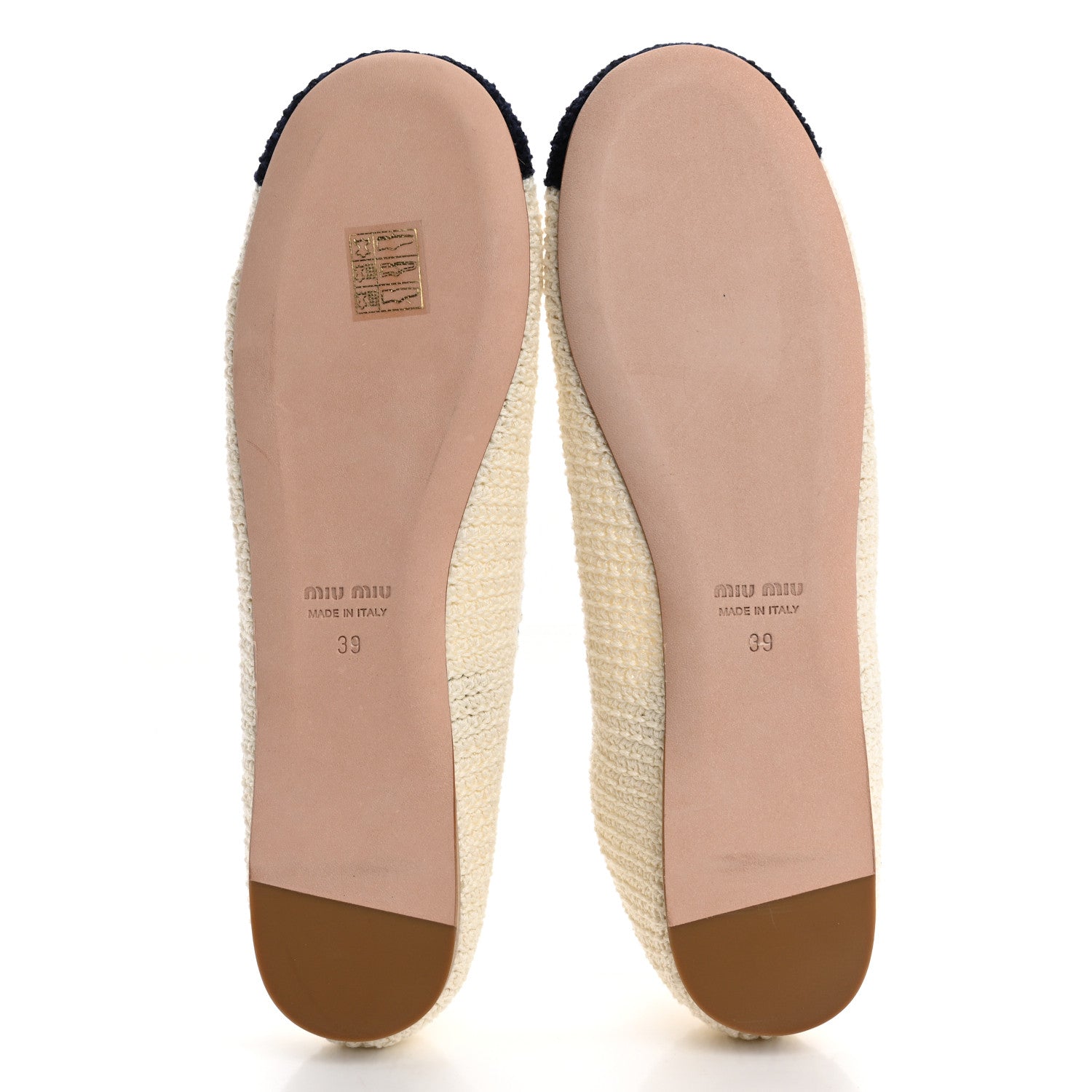 Miu Miu Cotton Crochet Knit Ballerina Flats 39 Avorio Blue 12 of 18