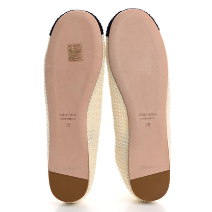 Miu Miu Cotton Crochet Knit Ballerina Flats 39 Avorio Blue 12 of 18