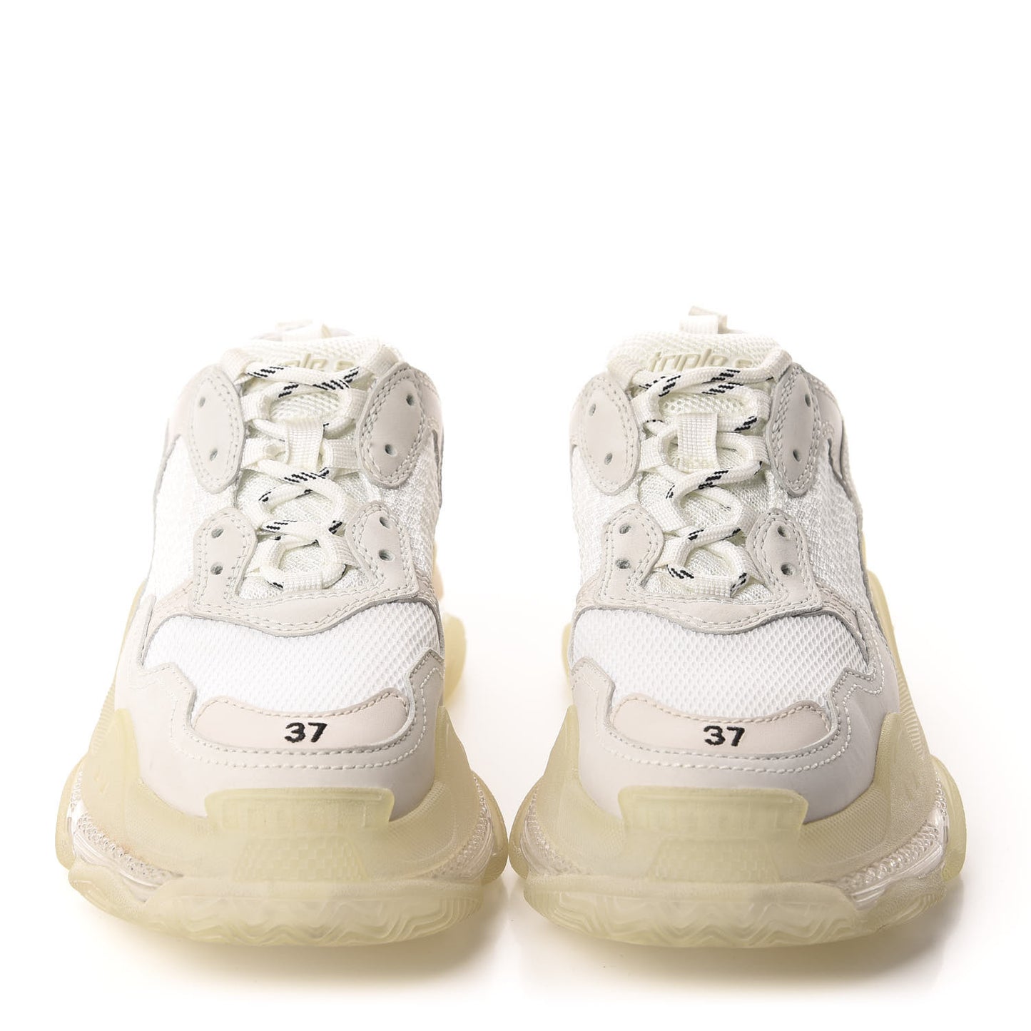 Fabric Mesh Clear Sole Womens Triple S Sneakers 37 White