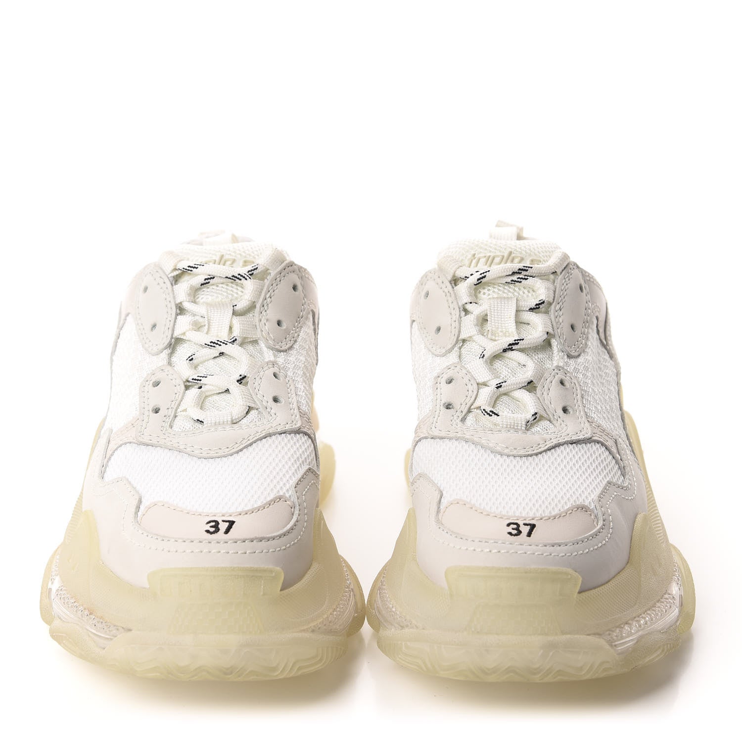 Balenciaga Fabric Mesh Clear Sole Womens Triple S Sneakers 37 White 2 of 9