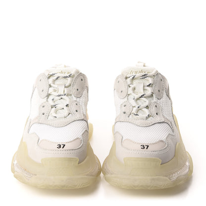 Balenciaga Fabric Mesh Clear Sole Womens Triple S Sneakers 37 White 2 of 9