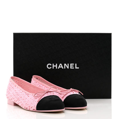 Chanel Sequins Satin Cap Toe CC Flat 37 Pink Black 8 of 8