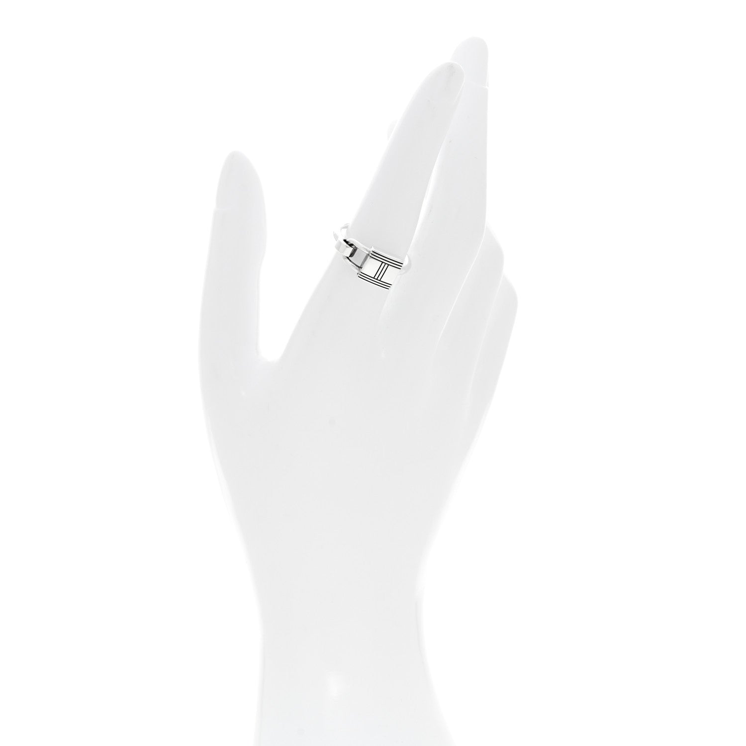 Hermes Sterling Silver Cadenas Ring 54 7 2 of 6