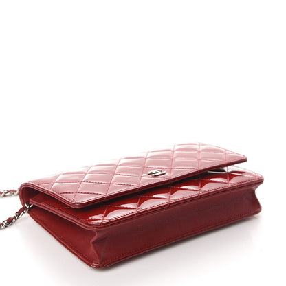 Chanel Patent Quilted Wallet On Chain WOC Red 4 of 12