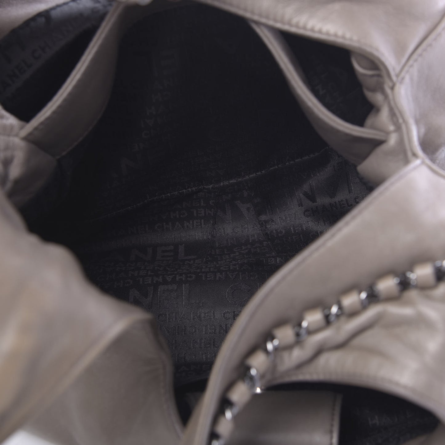 Lambskin Chain Hobo Grey