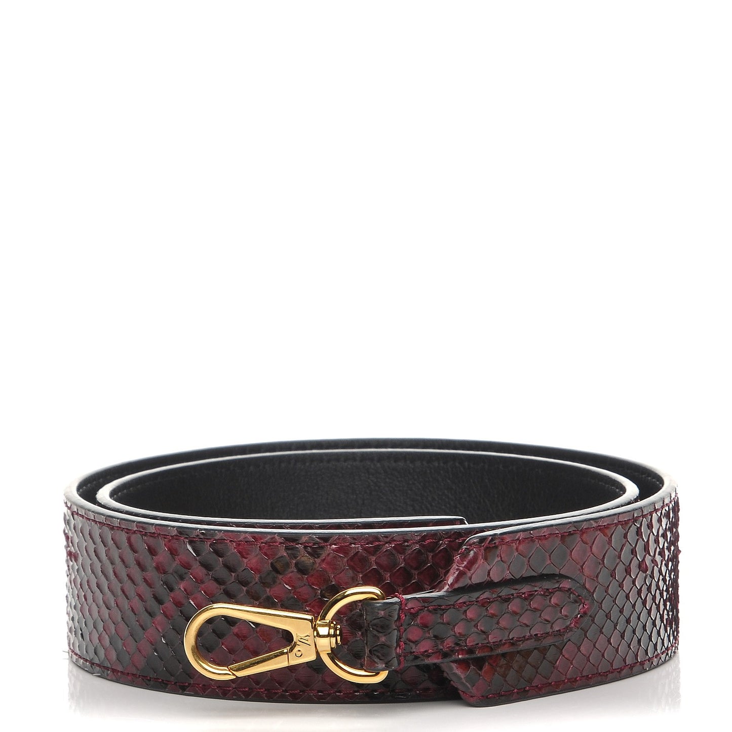 Python Calf Bandouliere Shoulder Strap Burgundy Black