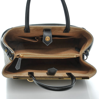 Fendi Canvas Vitello Regular 2Jours Tote Bianco Black 5 of 7
