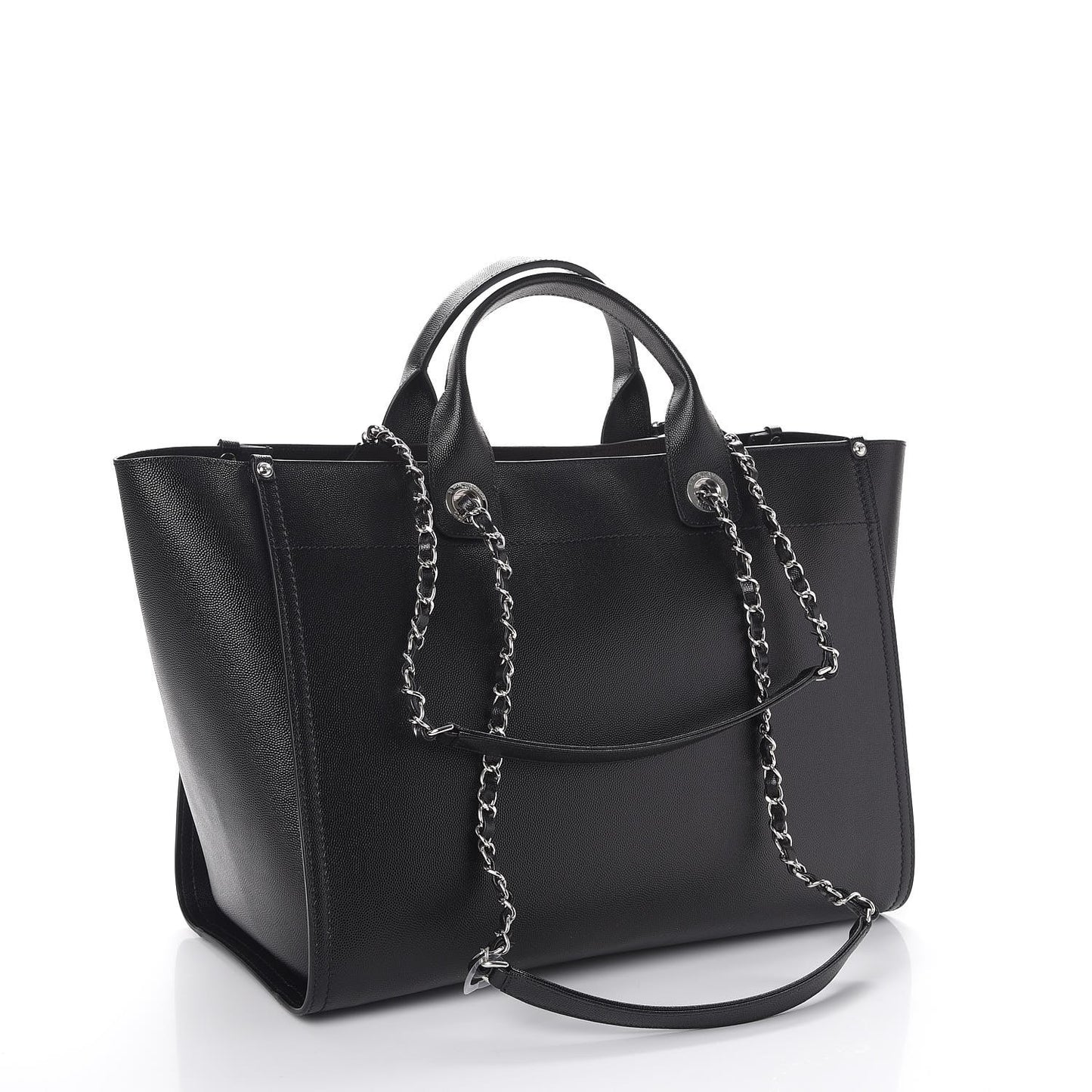 Caviar Medium Studded Deauville Tote Black