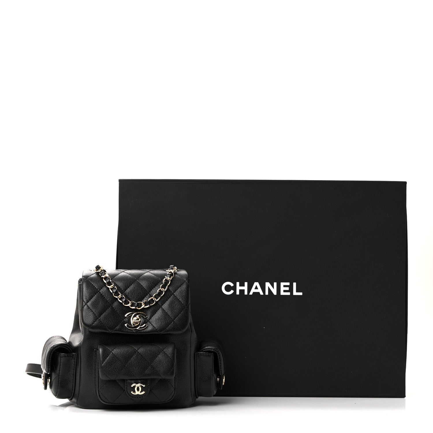 Chanel Shiny Caviar Quilted Small Duma Pockets Drawstring Backpack Black 12 of 12