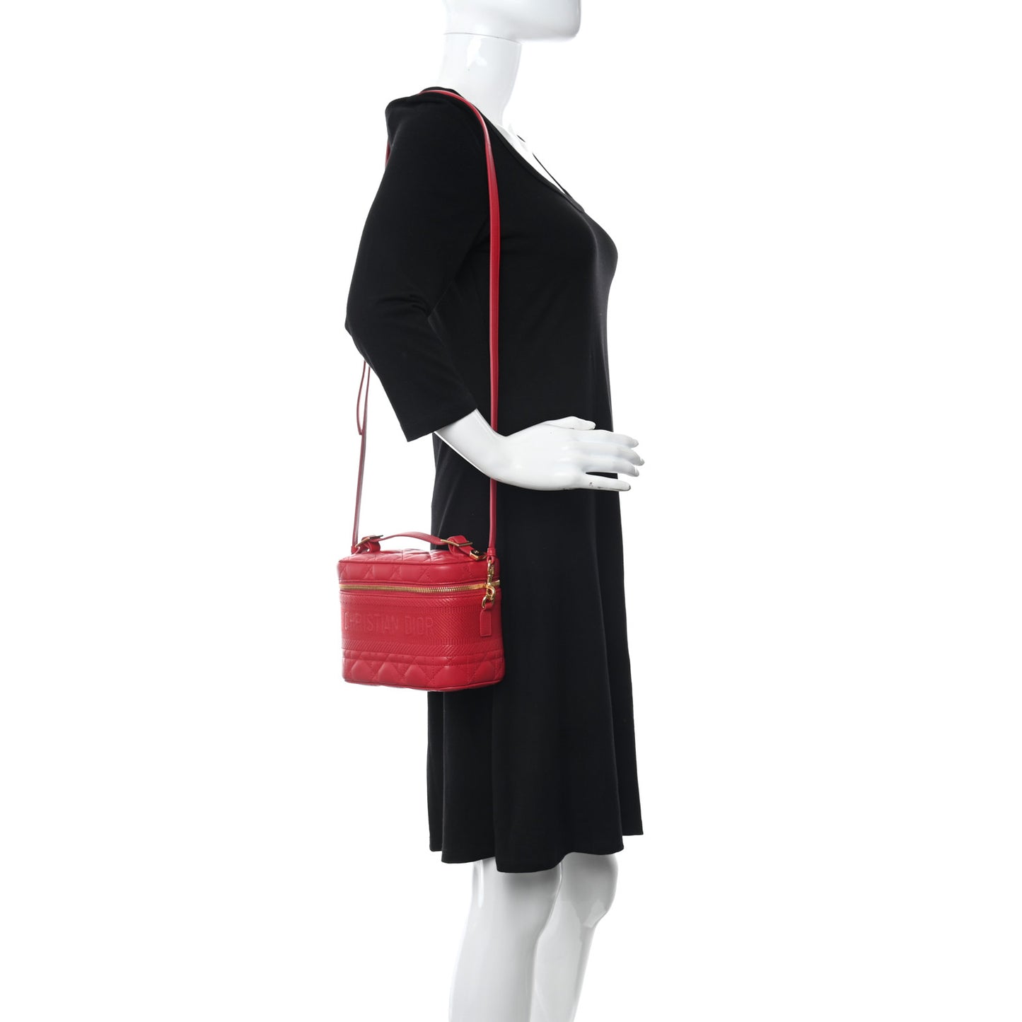 Lambskin Cannage Small Diortravel Vanity Case Red