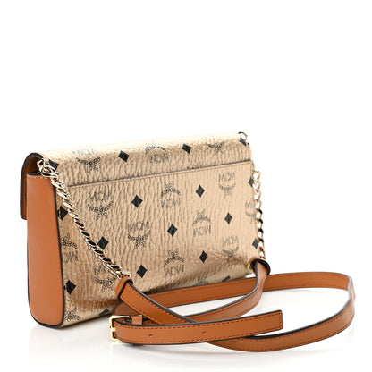 MCM Metallic Visetos Medium Millie Crossbody Bag Berlin Gold 3 of 9