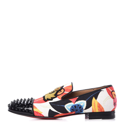 Christian Louboutin Canvas Patent Mens Harvanana Hawaii Spikes Flats 42.5 Multicolor 1 of 7