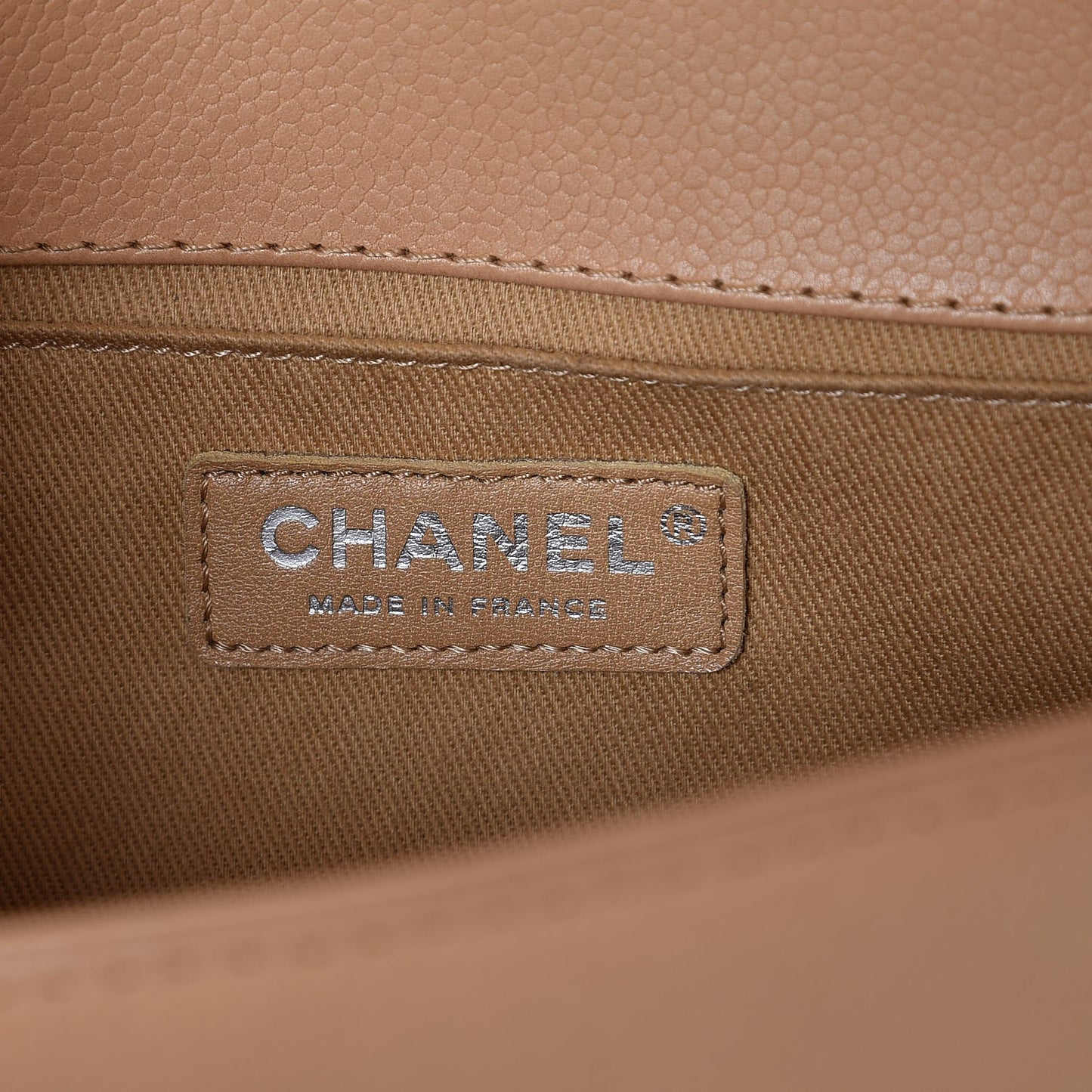Caviar Stitched Medium Boy Flap Dark Beige