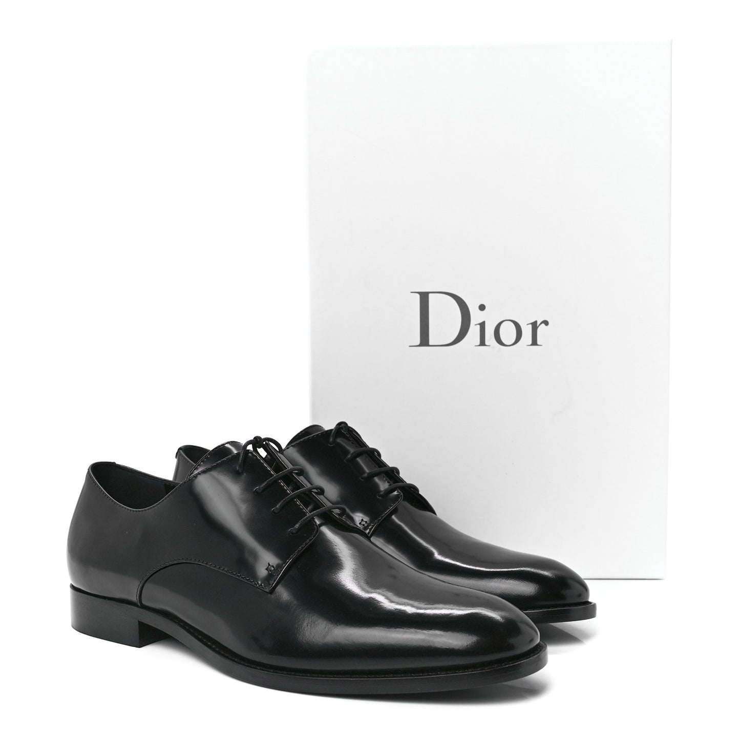 Shiny Calfskin Womens Derby Shoe 37.5 Black