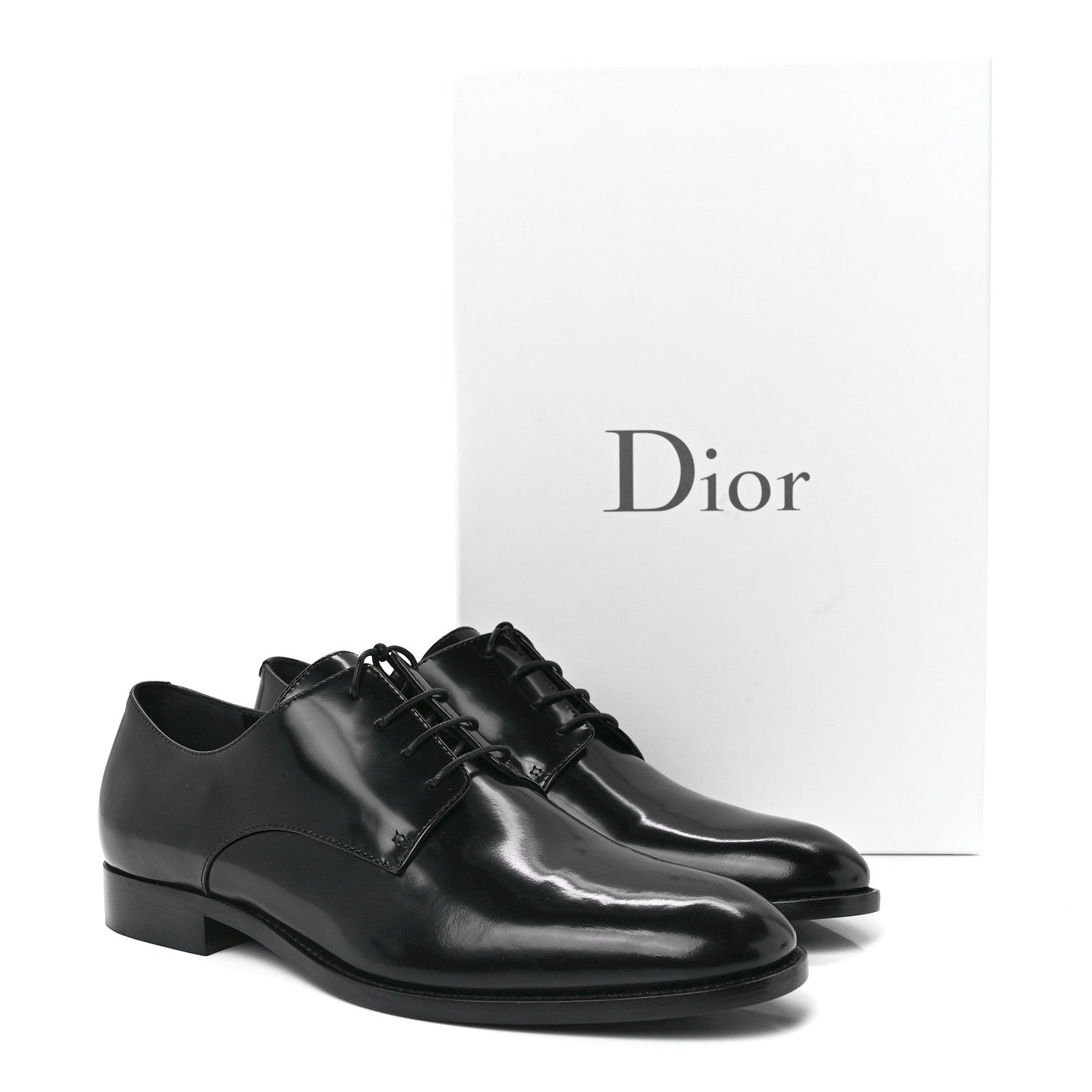 Christian Dior Shiny Calfskin Womens Derby Shoe 37.5 Black 9 of 9