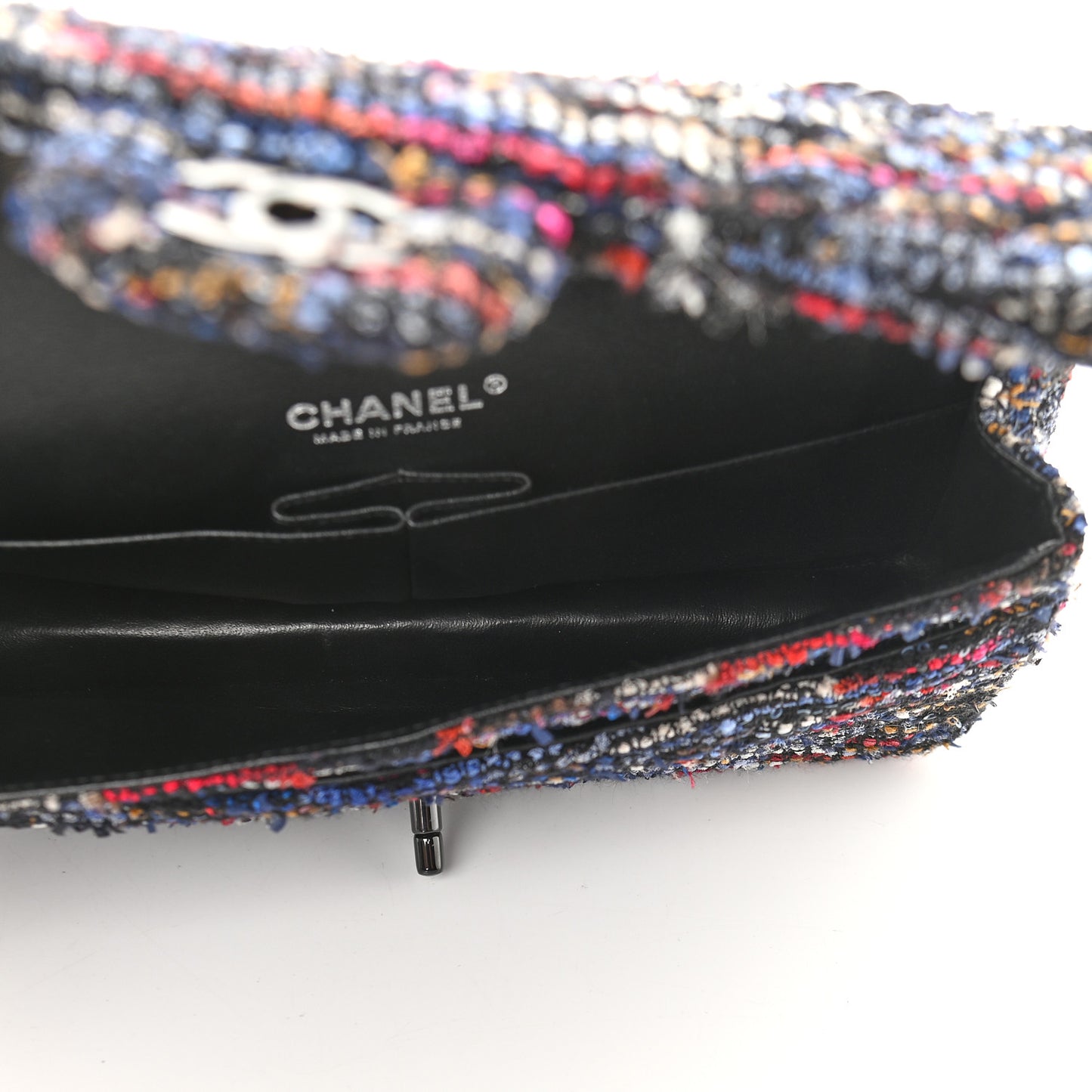 Tweed Sequin Chevron Quilted Medium Double Flap Multicolor