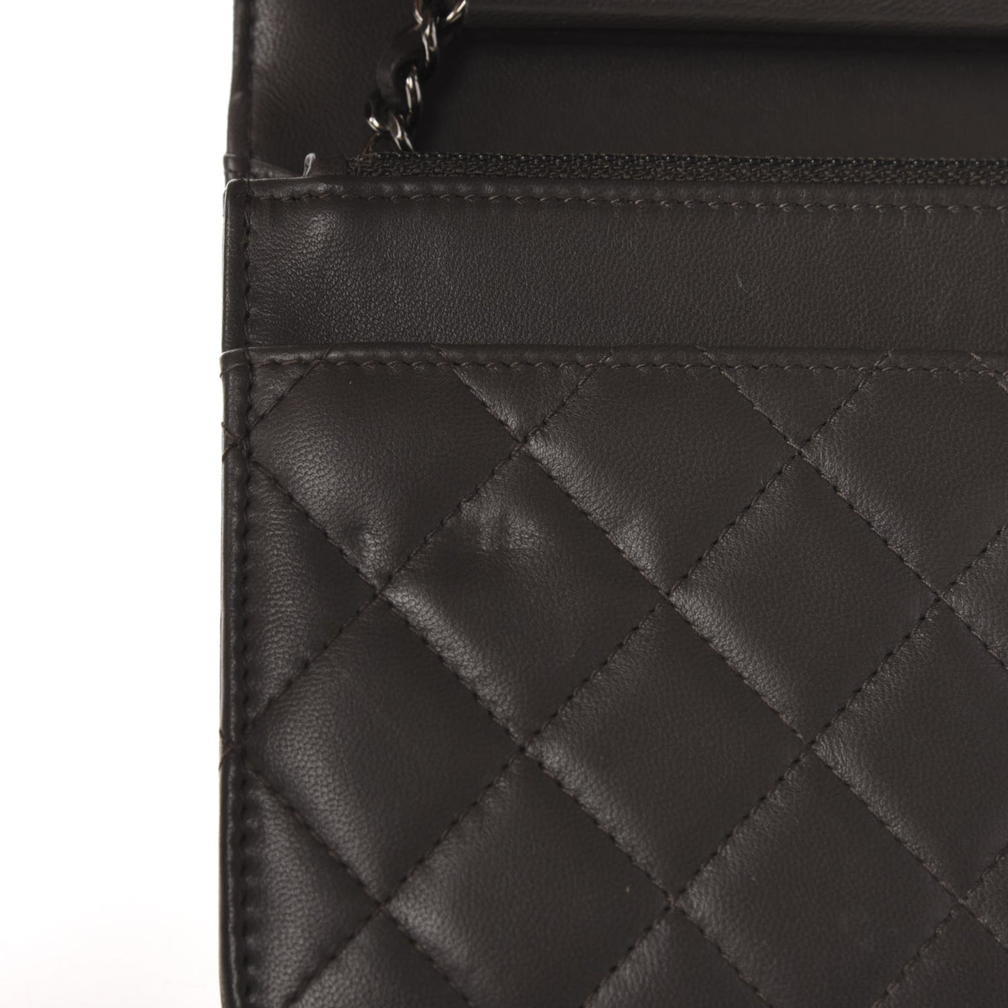 Lambskin Quilted Boy Wallet On Chain WOC Grey