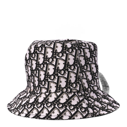 Christian Dior Oblique Plan De Paris Reversible Teddy-D Brim Bucket Hat 58 Black White 2 of 14