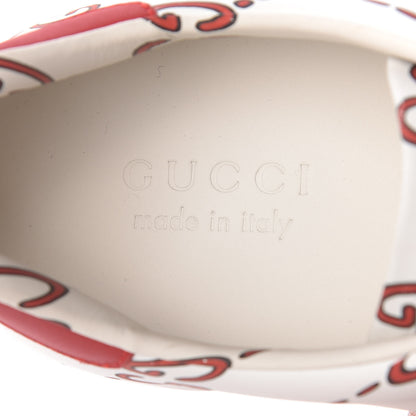 Gucci Calfskin GucciGhost Print Mens Ace Sneakers 9 White Hibiscus Red 8 of 12