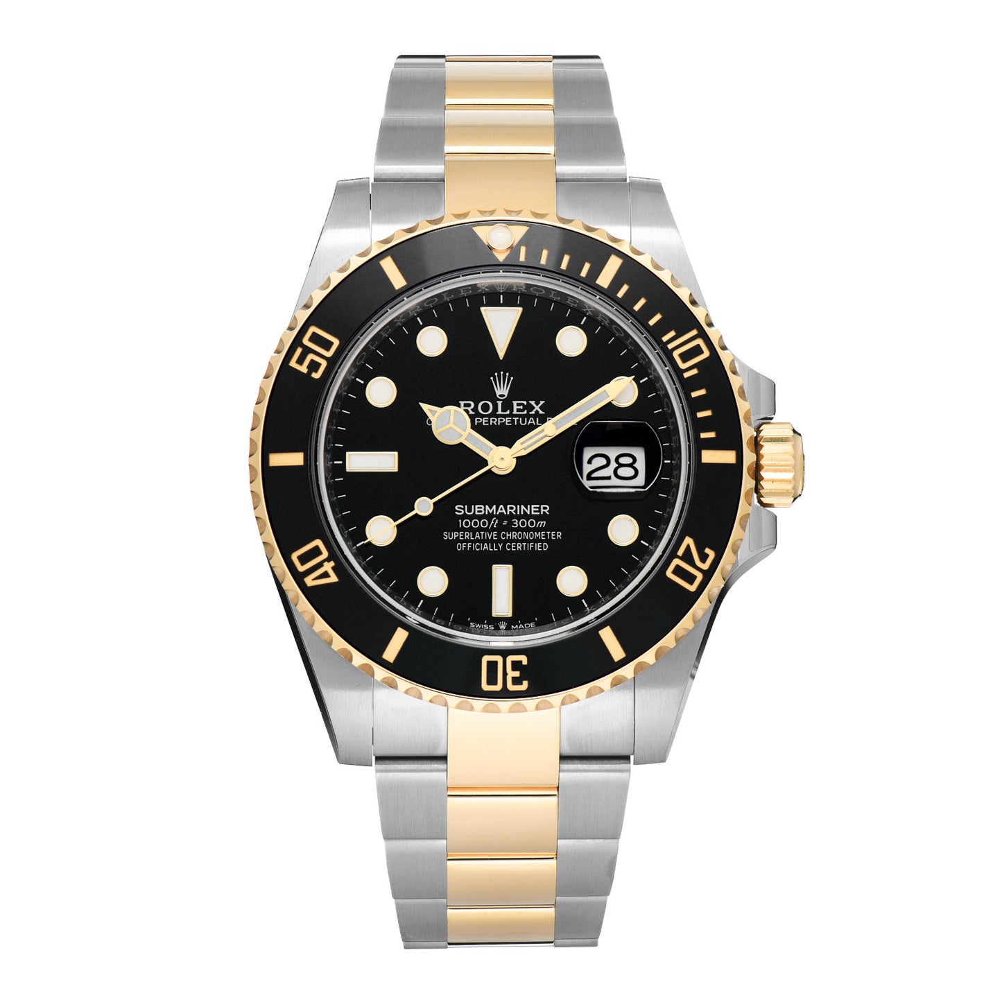 Stainless Steel 18K Yellow Gold 41mm Submariner Date Watch Black 126613LN