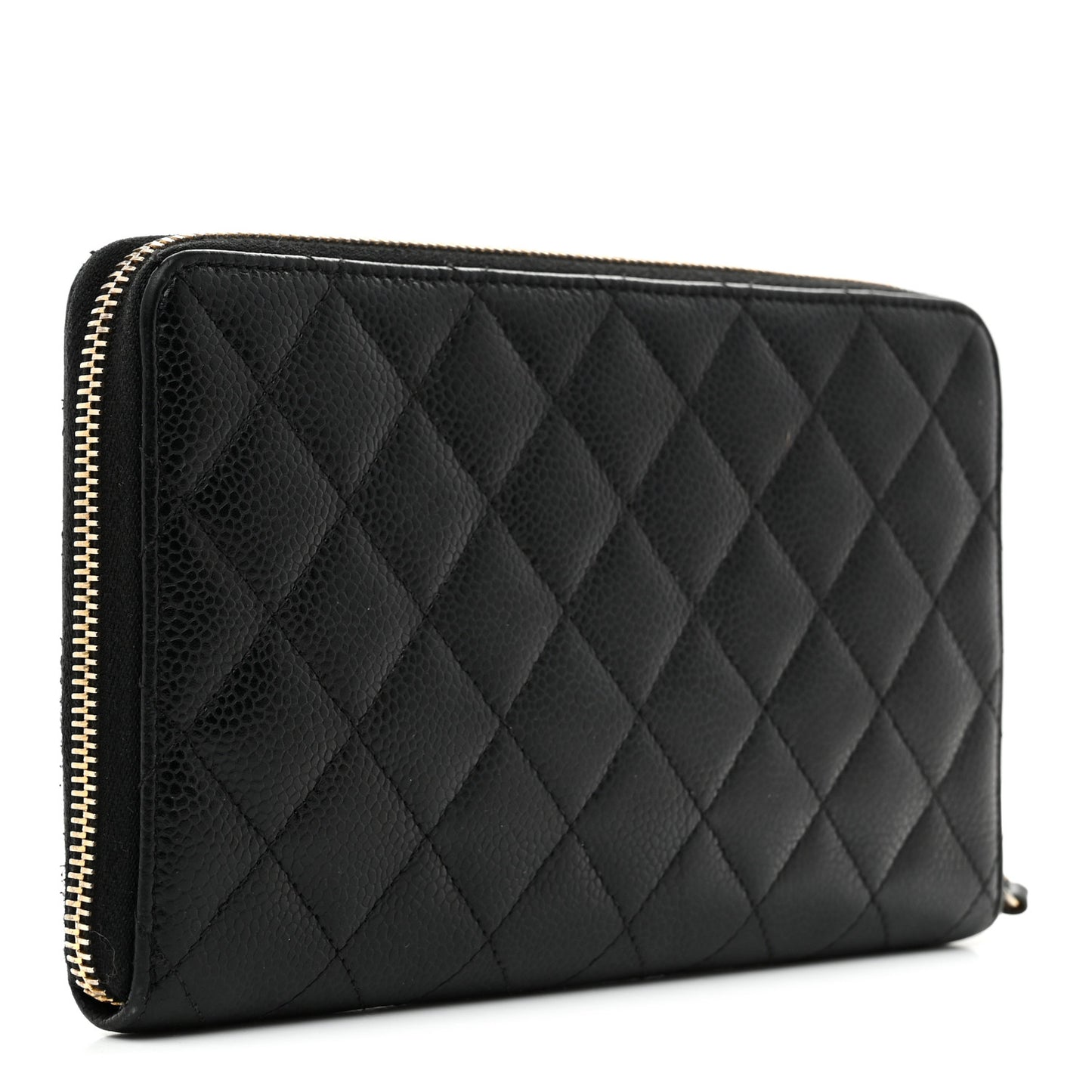 Caviar Quilted Large Zip Around Organizer Wallet Black