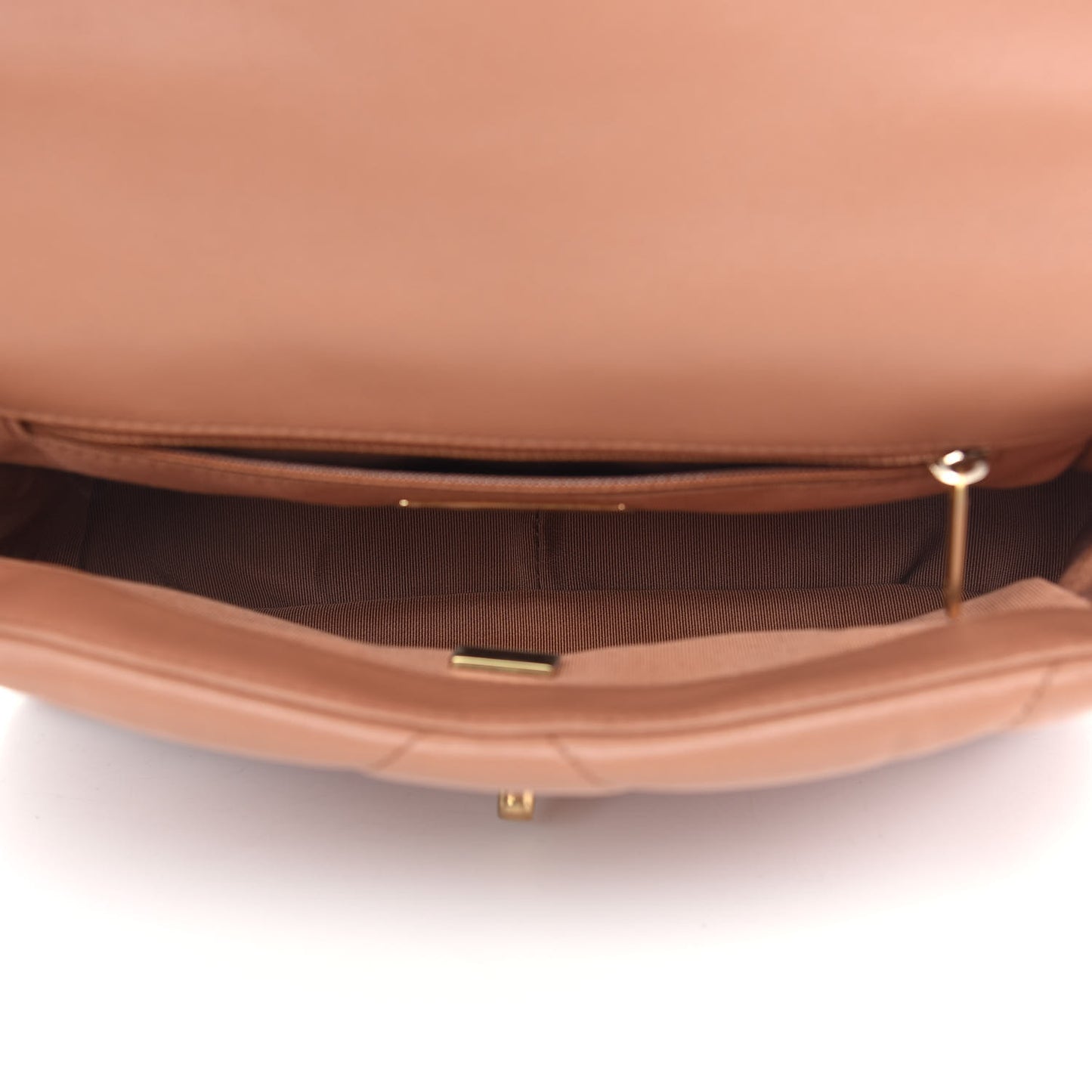 Lambskin Quilted Medium Chanel 19 Flap Light Brown