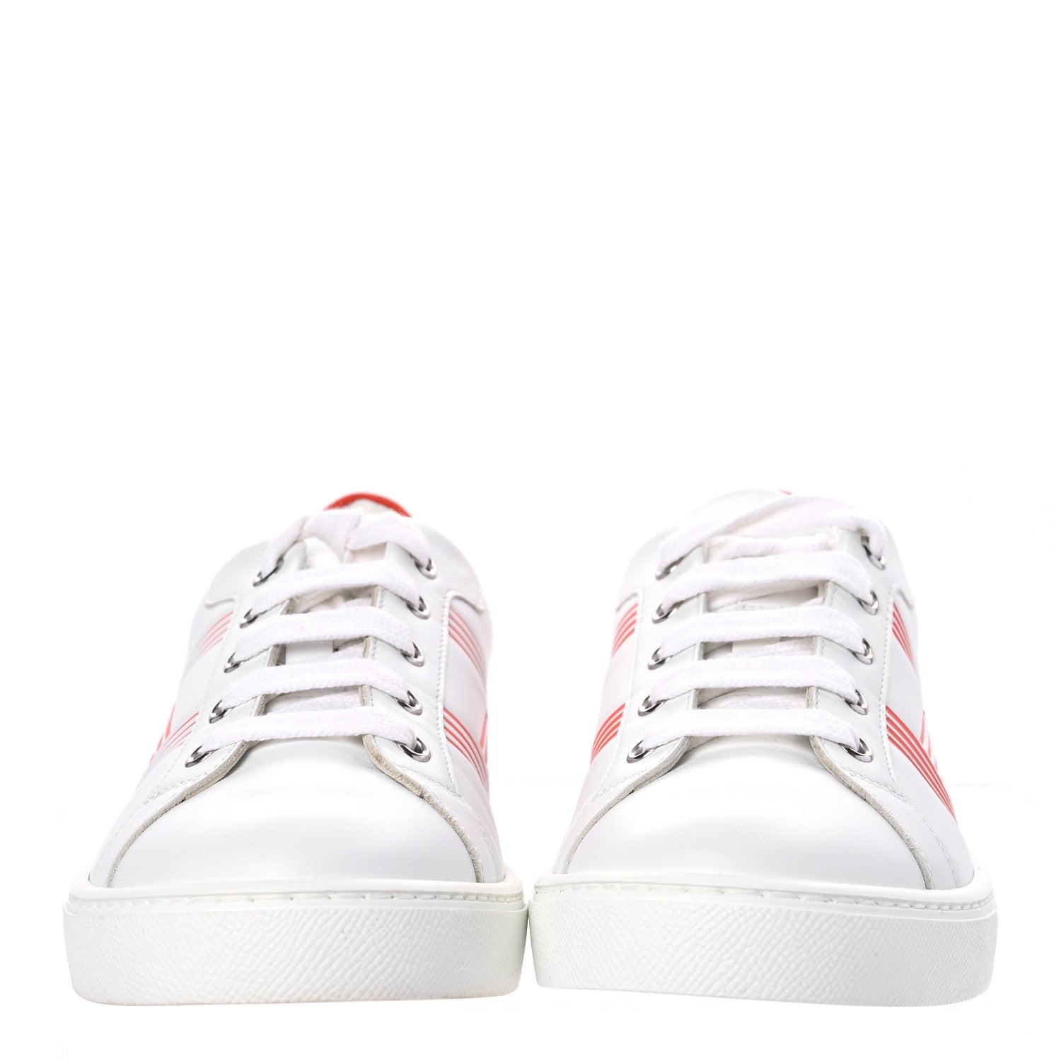 Hermes Calfskin Womens Advantage Sneakers 38.5 White Orange 2 of 11