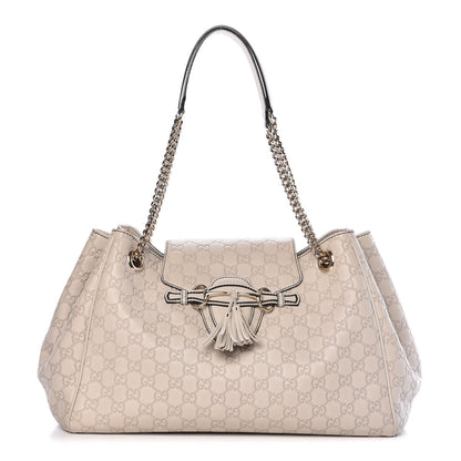 Gucci Guccissima Signature Medium Emily Shoulder Bag Mystic White 1 of 11