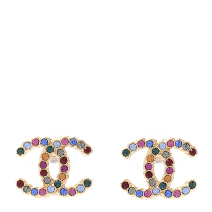 Chanel Crystal Over The Rainbow CC Earrings Gold Multicolor 1 of 5