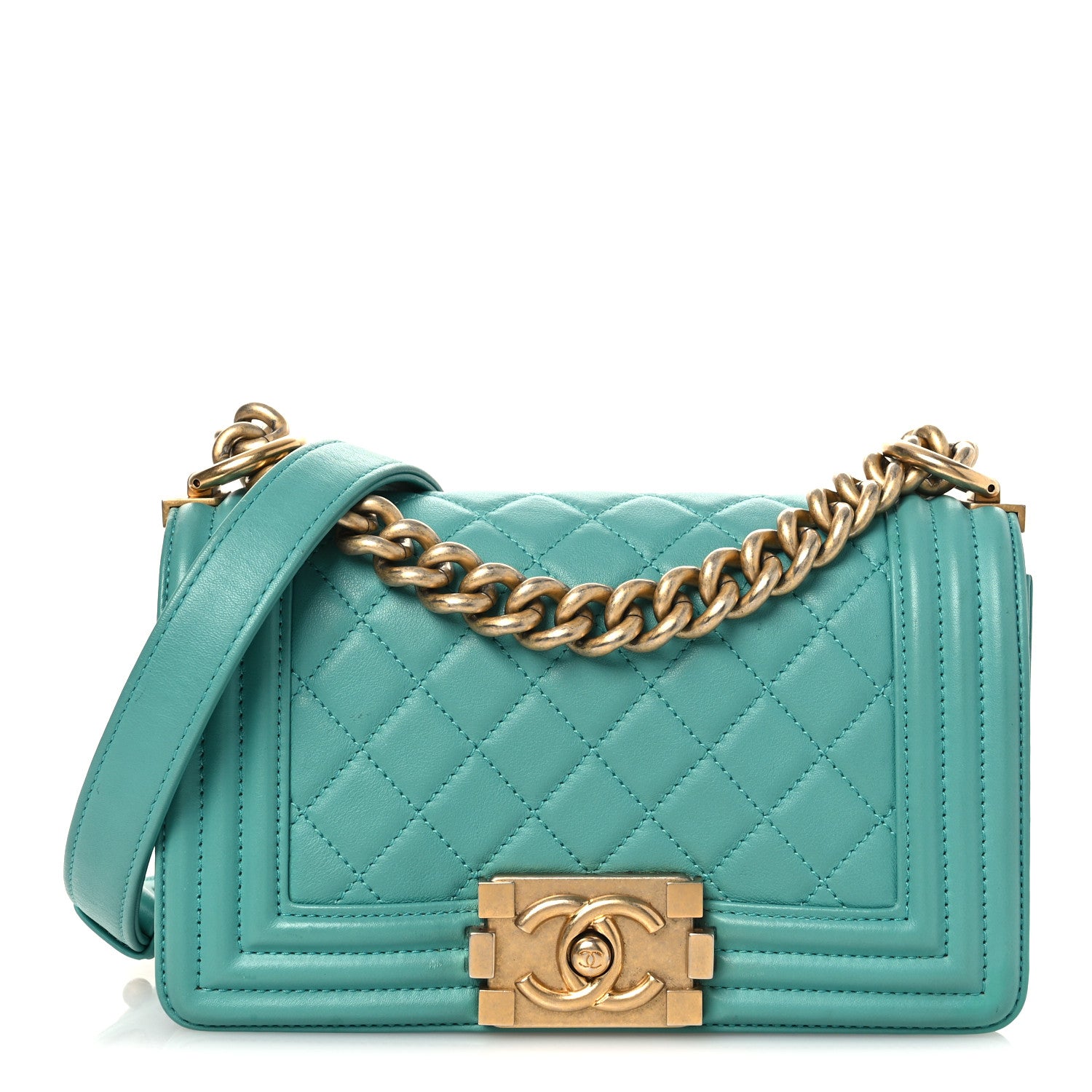 Chanel Lambskin Quilted Small Boy Flap Dark Turquoise 1 of 11