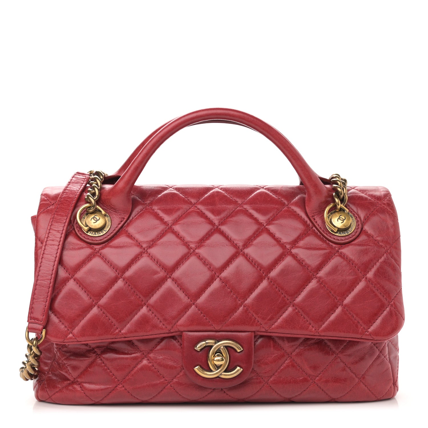 Chanel Glazed Calfskin Castle Rock Large Flap Red 1 of 11