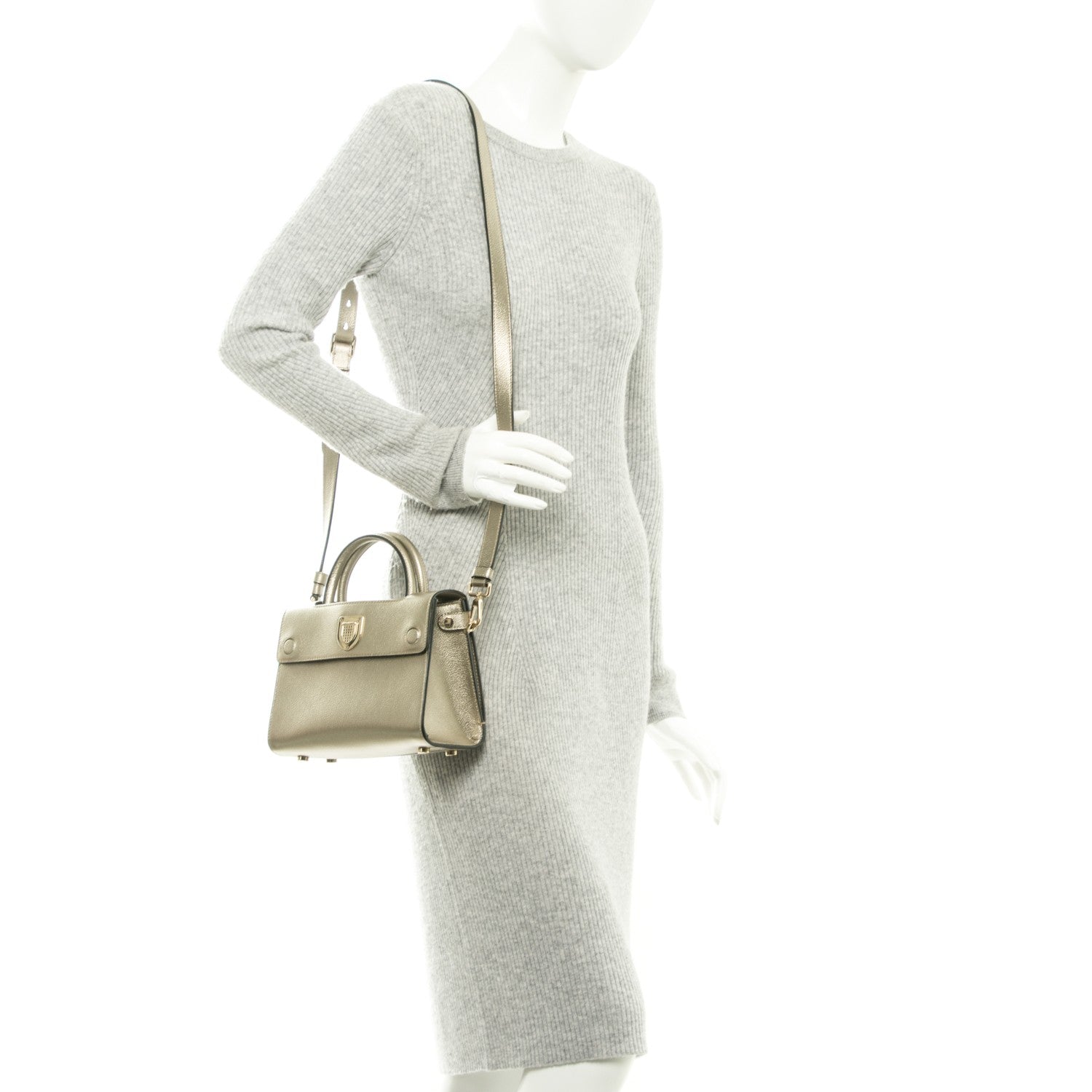 Christian Dior Metallic Grained Calfskin Mini Diorever Flap Bronze 2 of 7