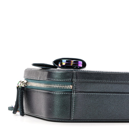 Chanel Iridescent Caviar Quilted Medium CC Filigree Vanity Case Dark Turquoise 9 of 10
