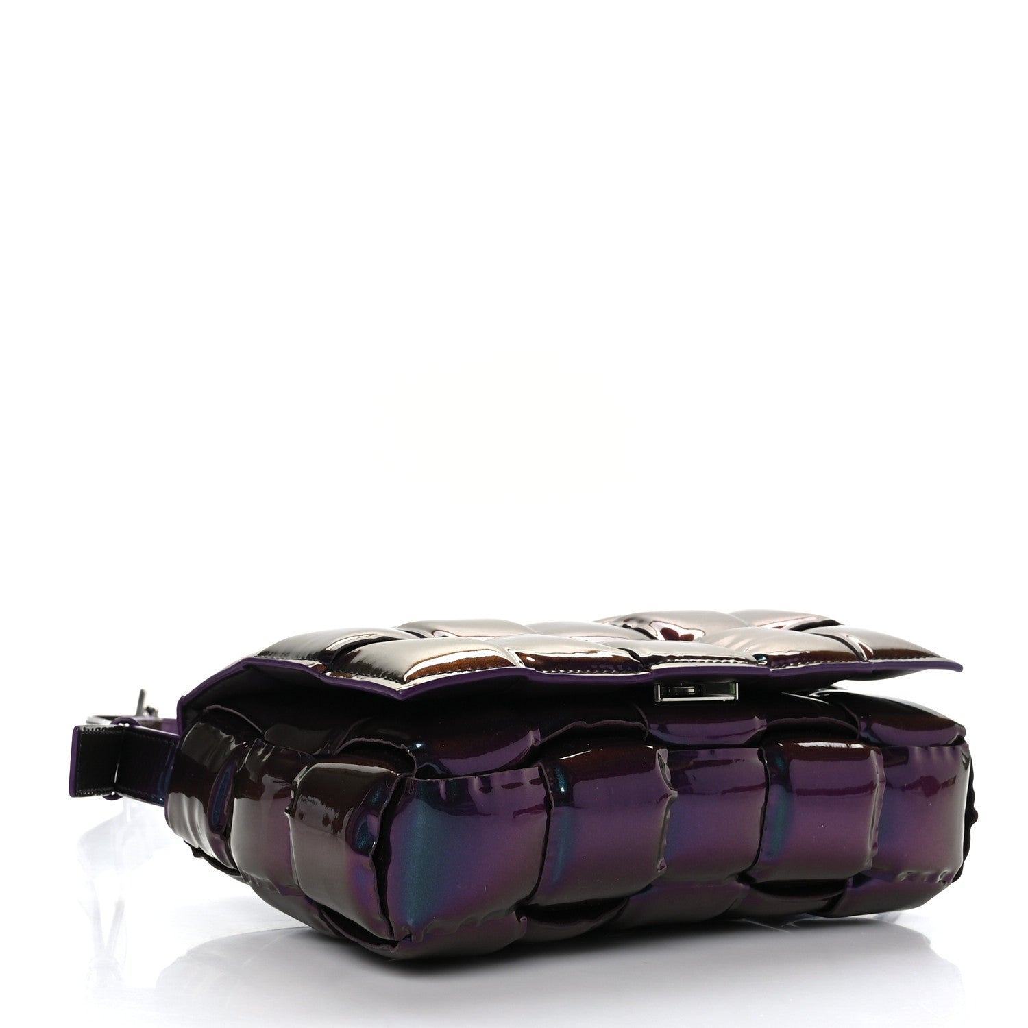 Bottega Veneta Glossy Nail Polish Nappa Maxi Intreccio Padded Cassette Crossbody Bag Holographic 4 of 8