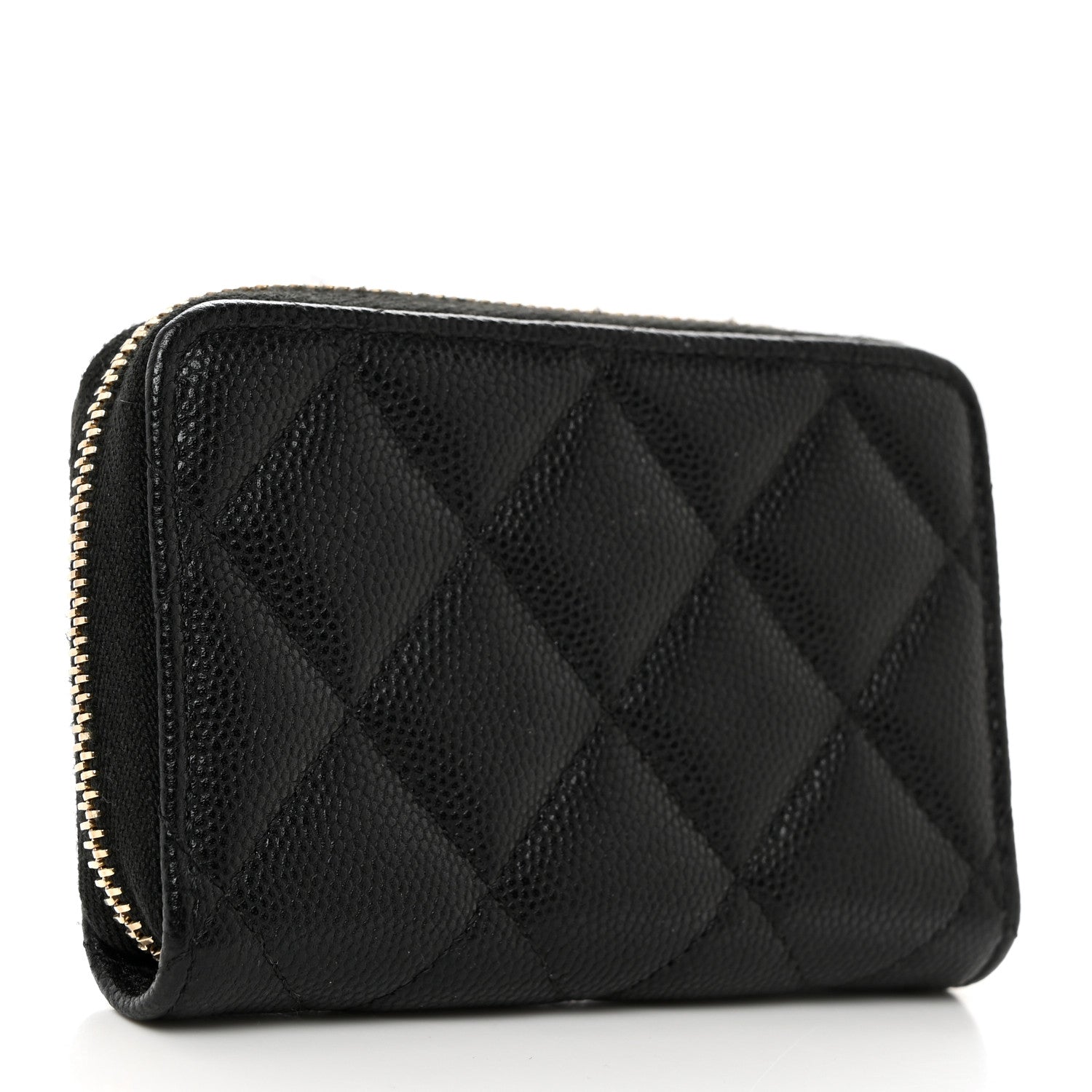 Chanel Shiny Caviar Quilted Strass CC Zip Coin Purse Black 3 of 8