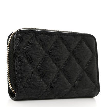 Chanel Shiny Caviar Quilted Strass CC Zip Coin Purse Black 3 of 8