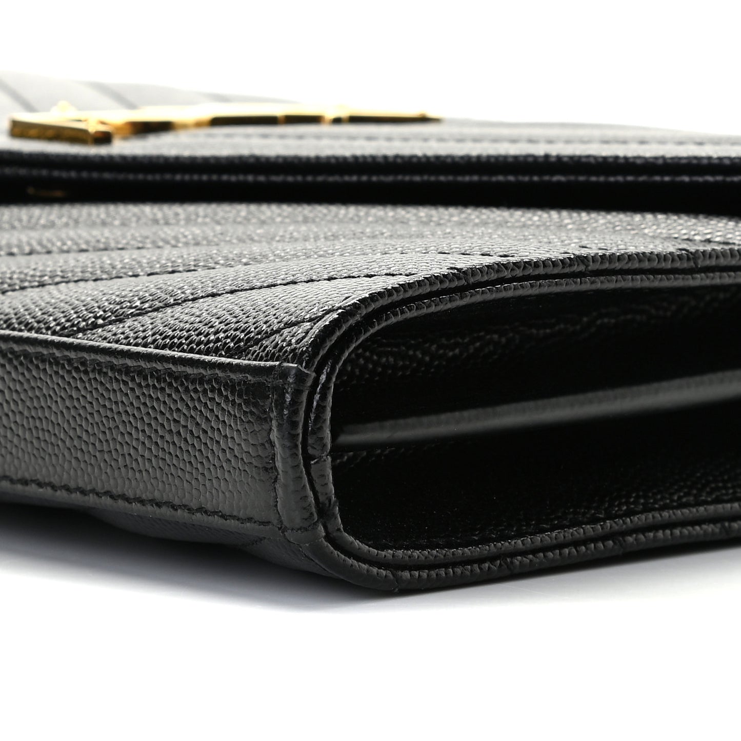 Grain De Poudre Matelasse Chevron Monogram Chain Wallet Black